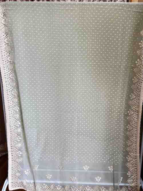 Mint Georgette Saree with Cutwork Embroidery