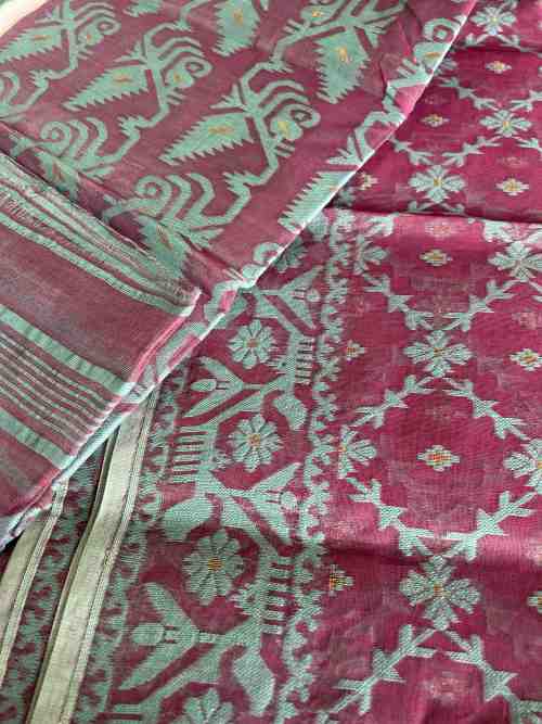 Purple Bengal Handloom Jamdani Saree